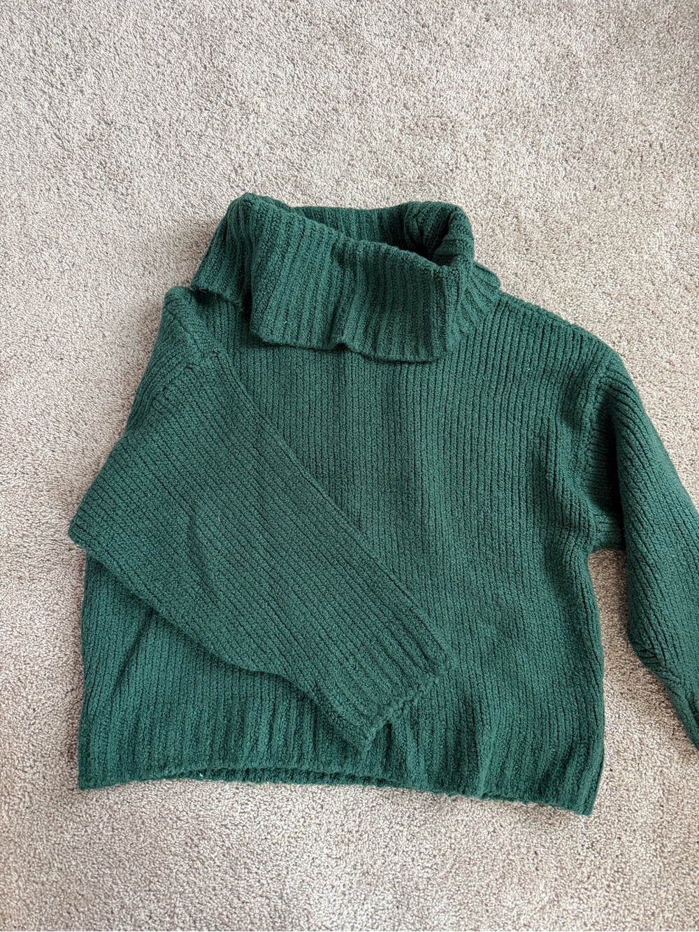 Pilcro Deep Green Ribbed Turtleneck Sweater